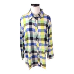NWT Talbots Women Plaid Longsleeve Button Up Shirt Preppy 1XL